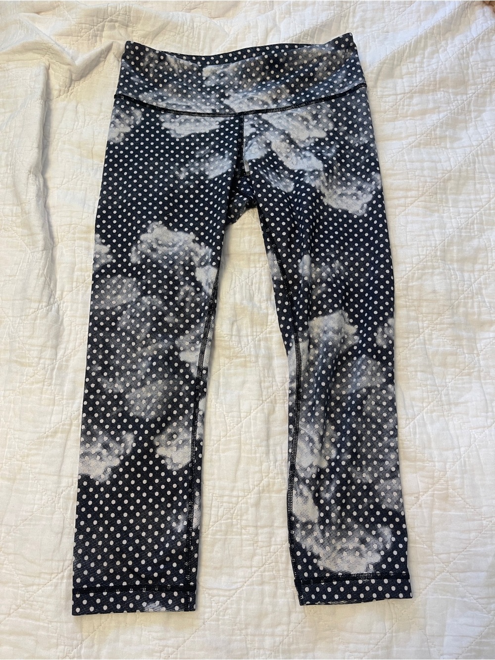 Lululemon Wunder Under Crop II Legging Women's 6 Full-On Luon Dottie Dream Rose